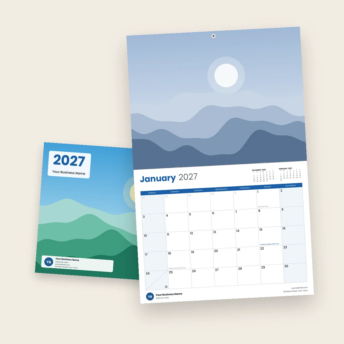 Wall calendar, 11 x 8.5 in (opens to 11 x 17 in)